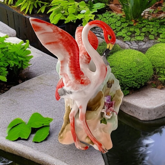 Vtg Flamingo MINI Vase Planter Japan Porcelain Succulent Air Plants Kitschy READ - Picture 16 of 16